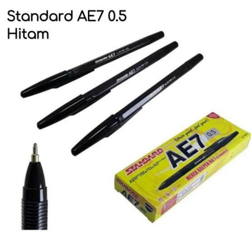 

Bolpoin, Pulpen, Pen Standard AE7 0.5 Hitam 1 Lusin