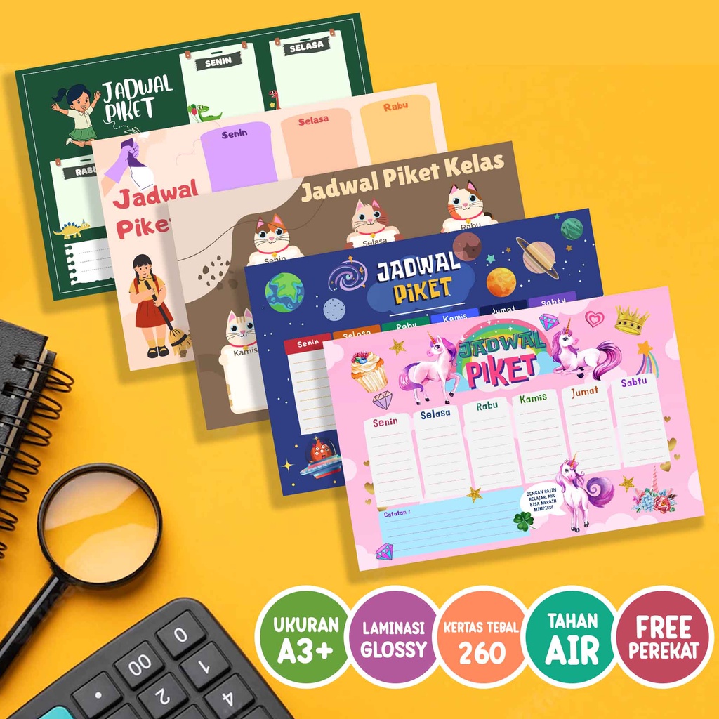 

Wipe And Clean Poster Jadwal Piket / Picket Schedule / Untuk Anak Berkualitas Desain Menarik