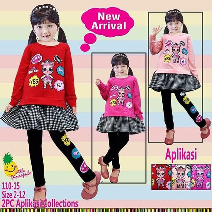 Baju Anak Perempuan LP Setelan LOL YES led 3-8Y