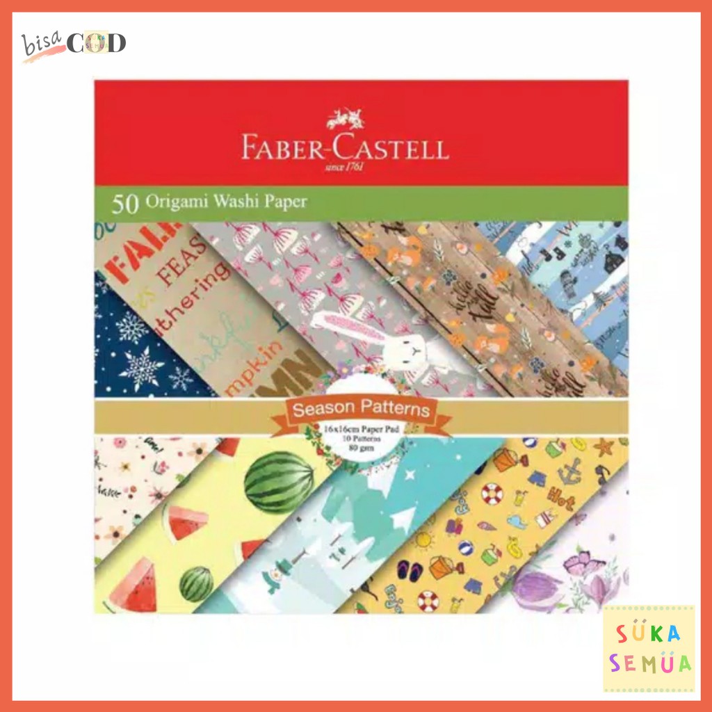 

Faber Castell Washi Paper Origami Kertas Warna Lipat 16 & 15 cm Motif Fruit Season Knitting Animal