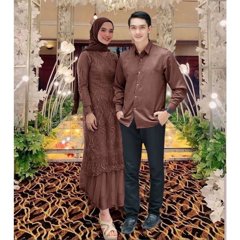 GAMIS COUPLE GERALDINE/GAMIS TILE MUTIARA/GAMIS PASANGAN/GAMIS PASANGAN PESTA/BAJU PASANGAN KELUARGA