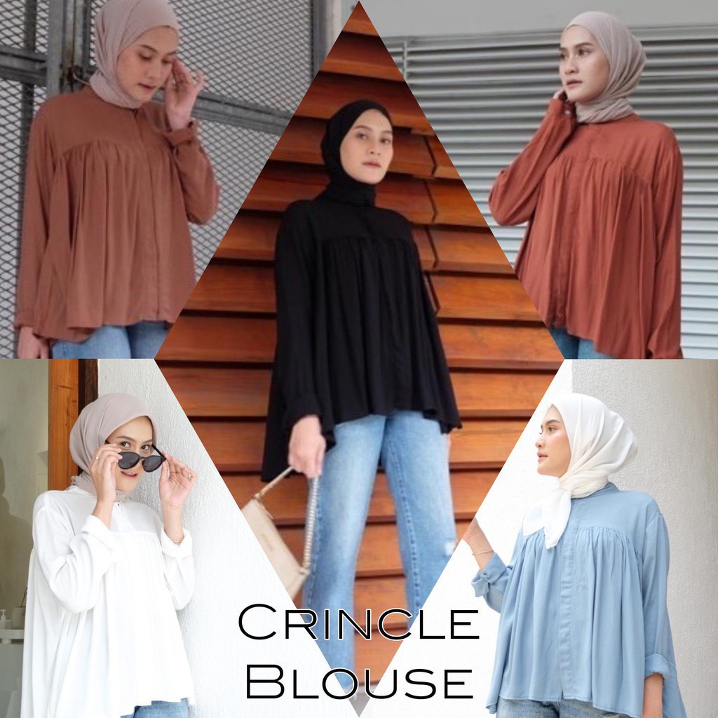 BEFAST - ZEC OOTD Wanita LIZSE / Crincle Blouse LD 122cm / Blouse Crincle Trendy / Blouse Kekiniaan Remaja Wanita / Blouse Lengan Panjang Polos / Fashion Wanita Hijab / OOTD Wanita Remaja Terbaru 2022 / Terlaris