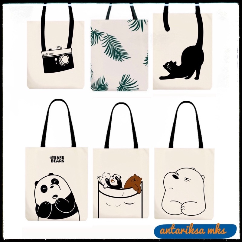 TAS TOTEBAG RESLETING WANITA BEAR / TOTE BAG PAKAI RESLETING