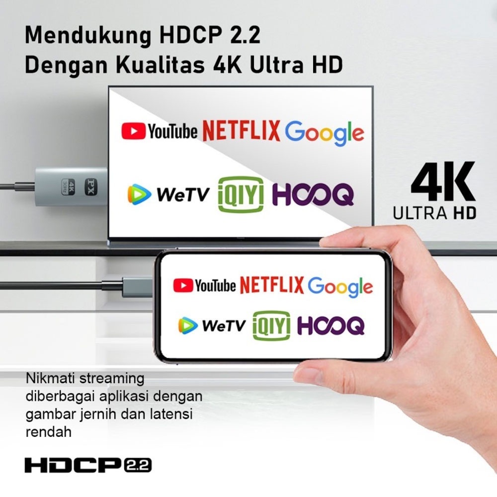 PX MHA-20C Kabel MHL USB Type C 3.1 to HDMI TV Converter 4K 2 Meter