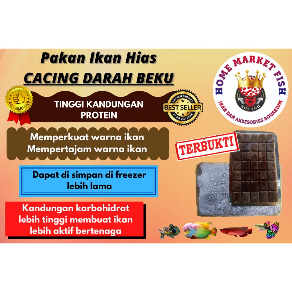 Cacing Darah fresh Beku 100 gram pakan ikan louhan ikan cupang ikan chana ikan pibas ikan diskus