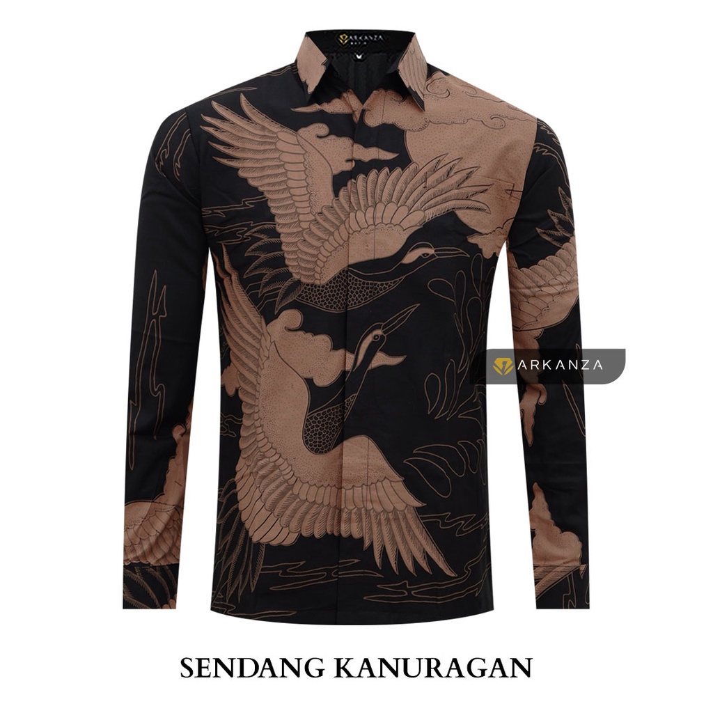 BATIK ARKANZA Motif SENDANG KANURAGAN Hem Atasan Kemeja Baju Batik Pria Cowok Laki Laki Slimfit Full Lapis Furing Lengan Panjang Lengan Pendek Original Asli