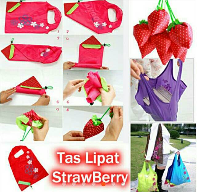 Tas Lipat Strawberry / Baggu Shopping Bag / Tas Belanja