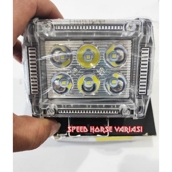 Lampu tombol CWL 6 LED strobo RGB blue red white flash untuk sepeda motor