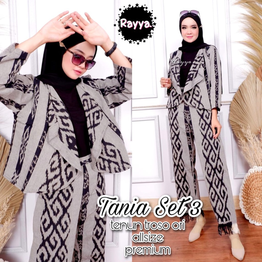 Batik Set Tenun by Butik Batik Solo Bahan Tenun Troso ORI kode BATIK SET TENUN TANIA SET