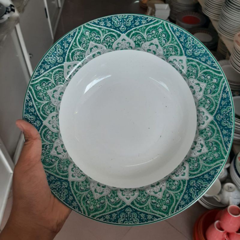BATIK SOUP PLATE PIRING MAKAN CEKUNG KERAMIK SANGO KOLEKSI HAMPERS LEBARAN