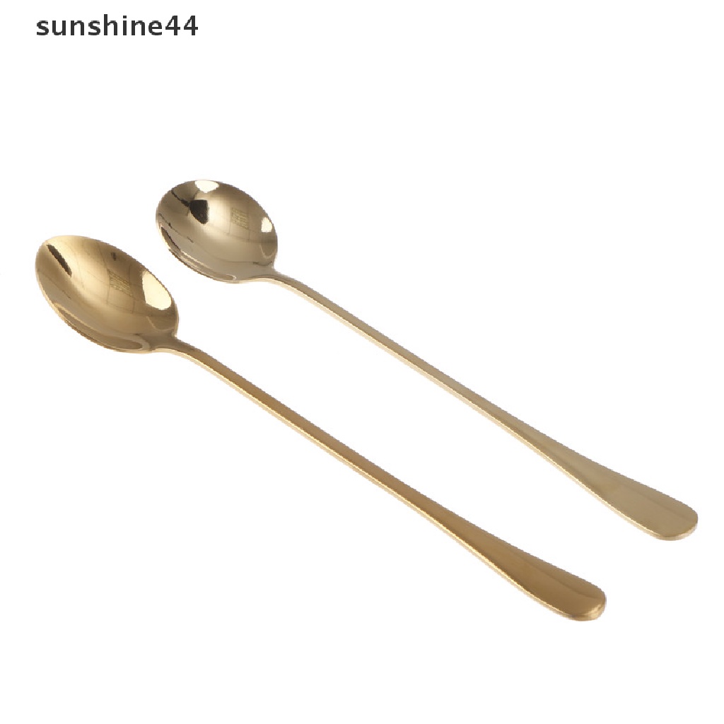 Sunshine 1pc Sendok Teh / Kopi Gagang Panjang Bahan stainless steel