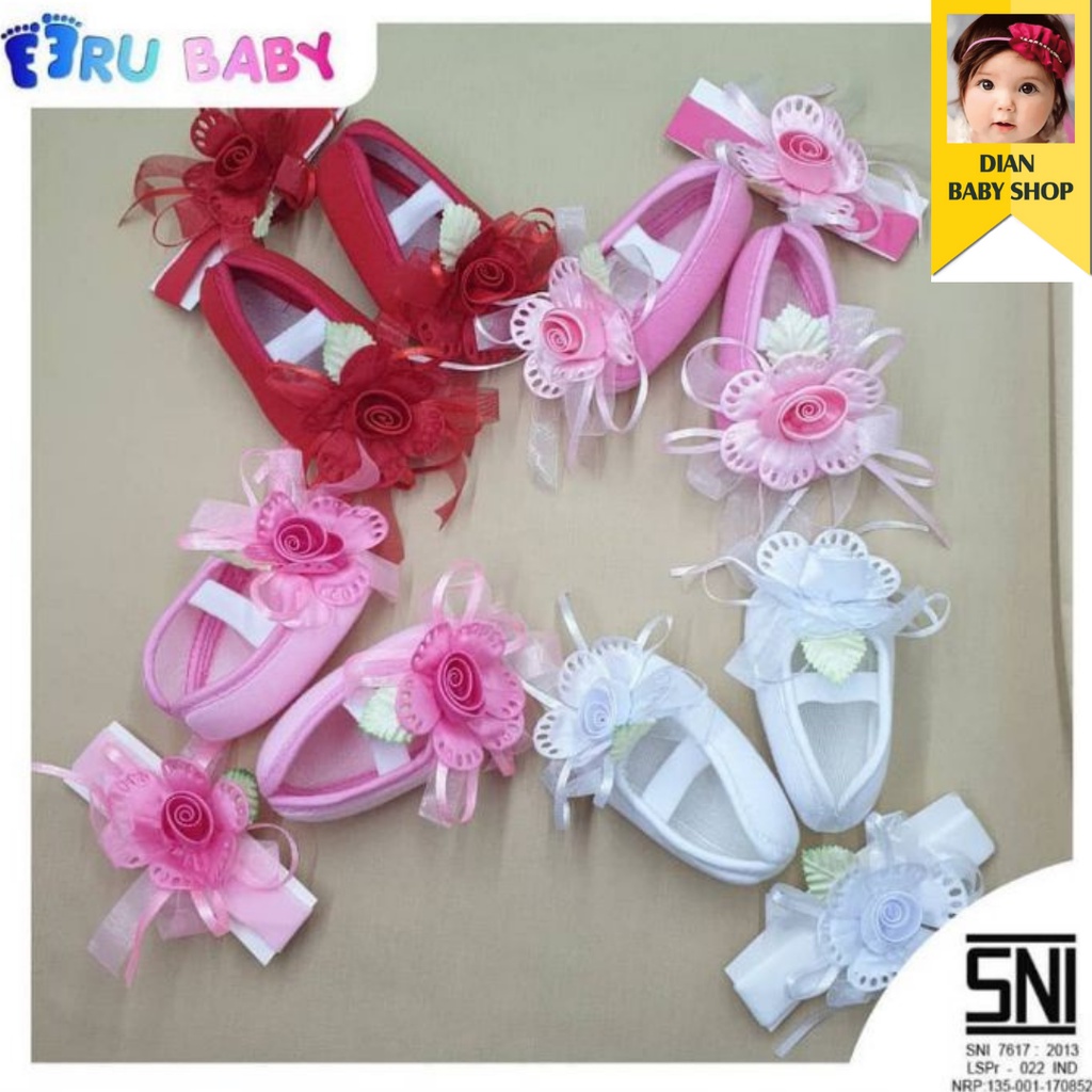 [[ EERU ]] Baby Paket SEPATU + BANDANA Bayi | Aksesoris Baby Girl New Born | Kado Bayi .