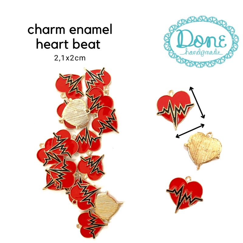 heart beat charm valentine love charm aksesoris perhiasan liontin