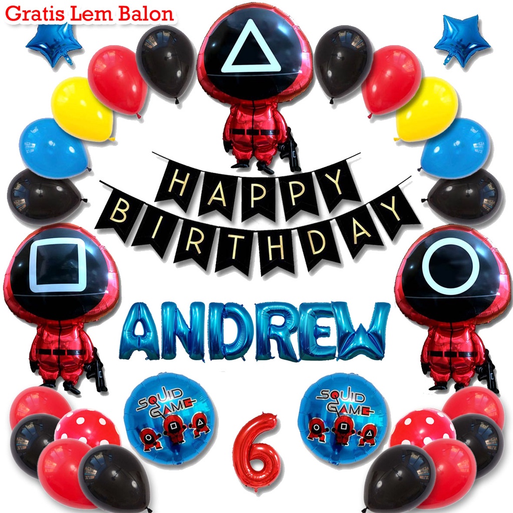 FUN KIDS PARTY Paket Dekorasi Squid Game 2 / Paket Ulang Tahun Squid Game 2 / Paket Dekor Ultah Anak