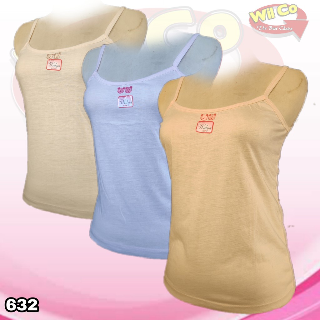 K632 (1-3 pcs) Tanktop Kamisol Remaja Singlet Perempuan Tali Kecil Size M - XL