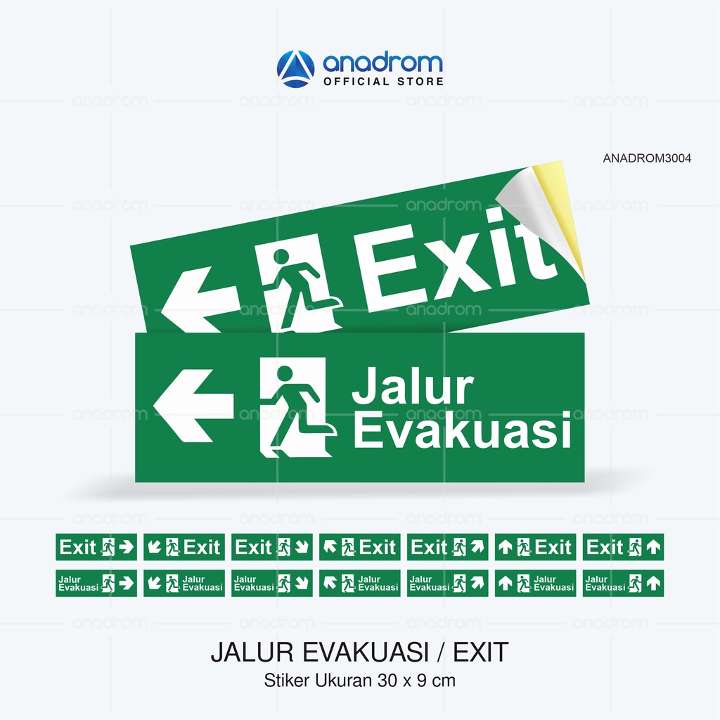 

Stiker Jalur Evakuasi | emergency evacuation Sign | Anadrom 3004