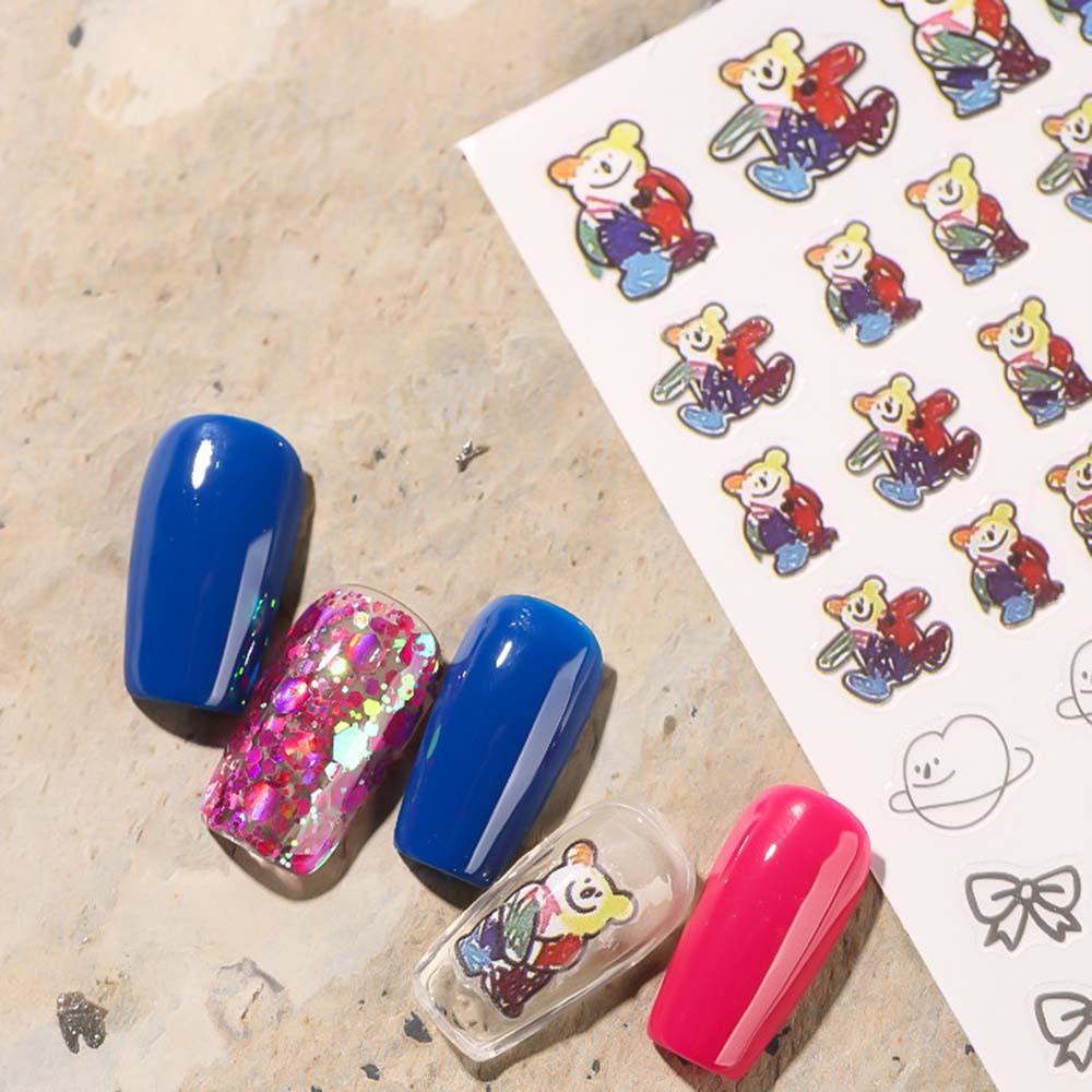AUGUSTINA Agustina Stiker Nail art Perekat Beruang Ceri Jepang DIY Nail art