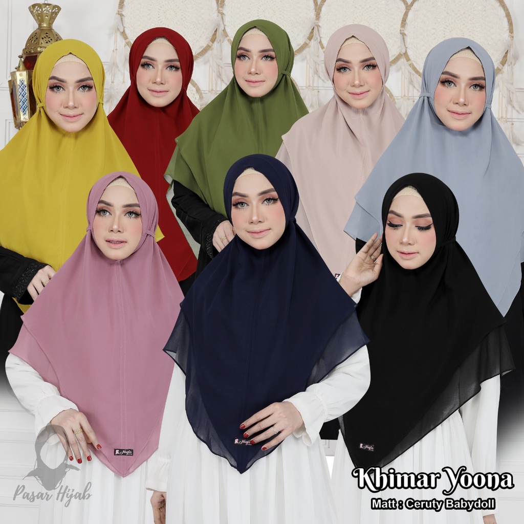 Khimar Yoona Ceruty Babydoll Original By Nayla Hijab Kerudung Ceruty Jumbo Pasar Hija'b