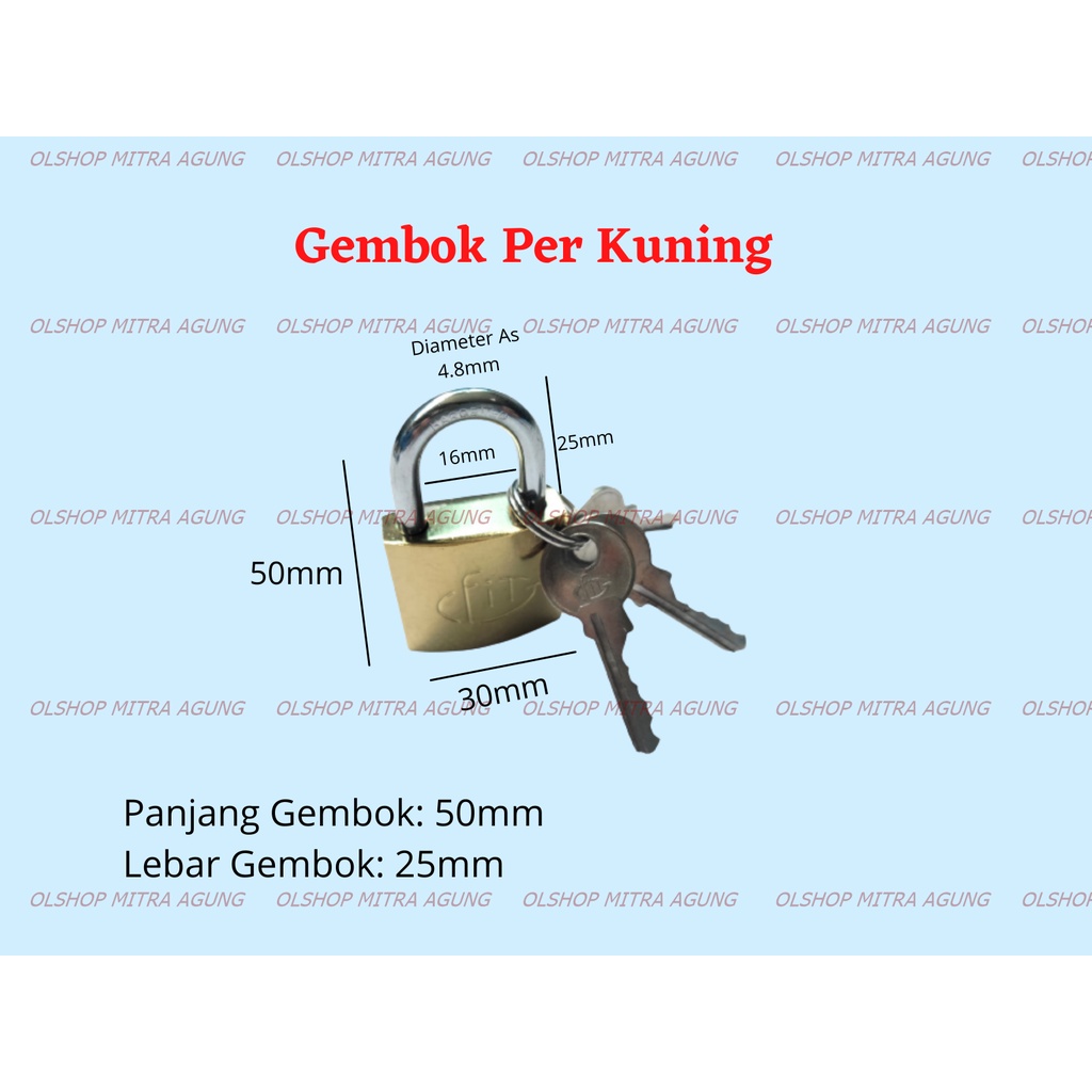 OLS Gembok Kuning Fit 30mm Gembok Koper Gembok Lemari Pintu Gembok Rumah MA