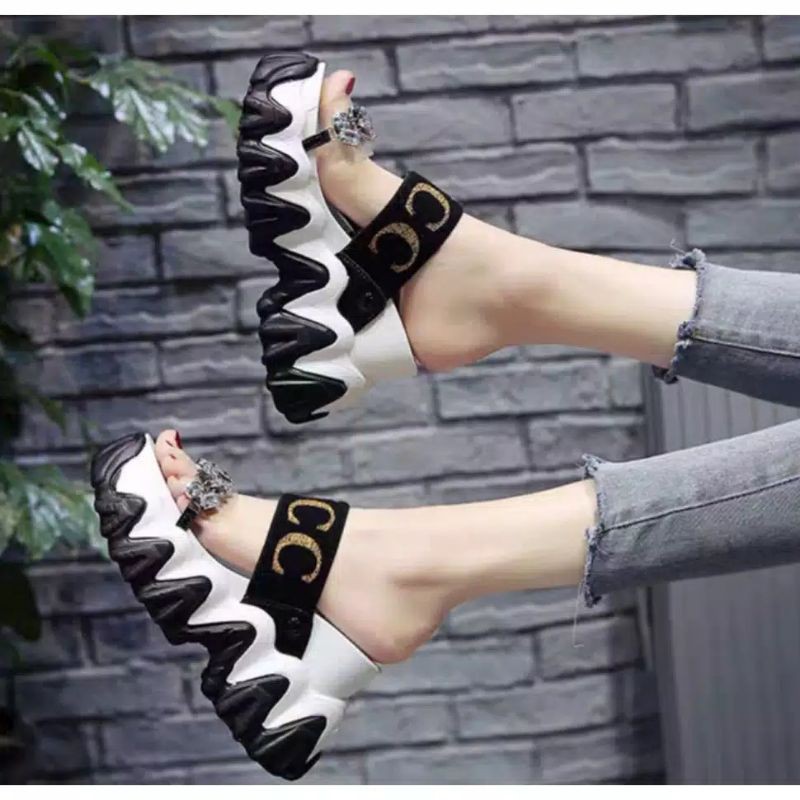 DM SHOPP-SENDAL WEDGES WANITA SOL GRIGI FASHION TERBARU GEVANI AP 01