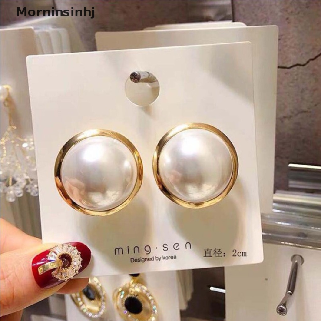 Anting Stud Mutiara Simulasi Bentuk Bulat Besar Gaya Korea Klasik Elegan Untuk Wanita 2021