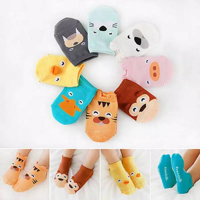 Kaos Kaki Bayi Import Korea karakter Hewan/ Kaos Kaki Anak (0 - 2 Tahun)