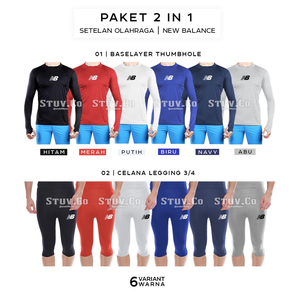 PAKET 2IN1 STELAN OLAHRAGA MANSET TANGAN PANJANG JARI DAN BASELAYER CELANA LEGGING PENDEK OLAHRAGA PRIA WANITA MURAH