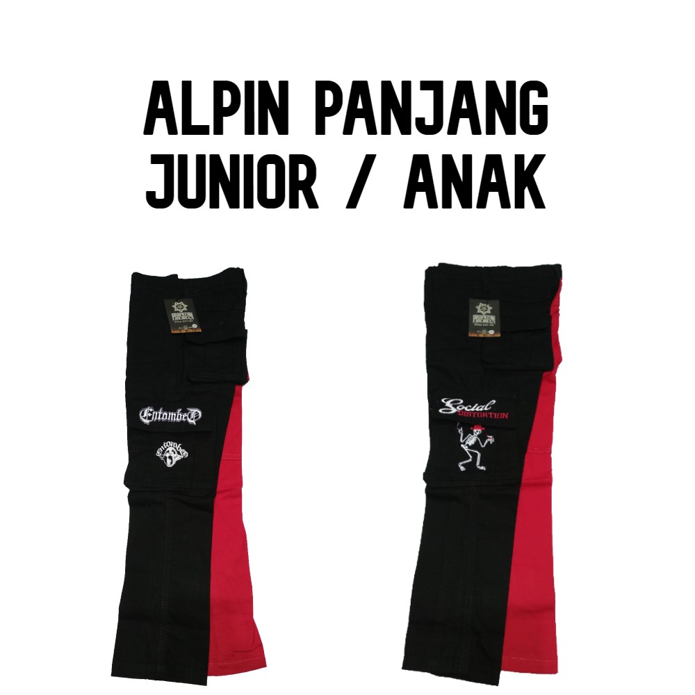 Alpin Panjang PDL Celana Cargo Panjang Punk Hitam Merah Alpin Panjang PDL Celana Cargo Panjang Punk Hitam Merah