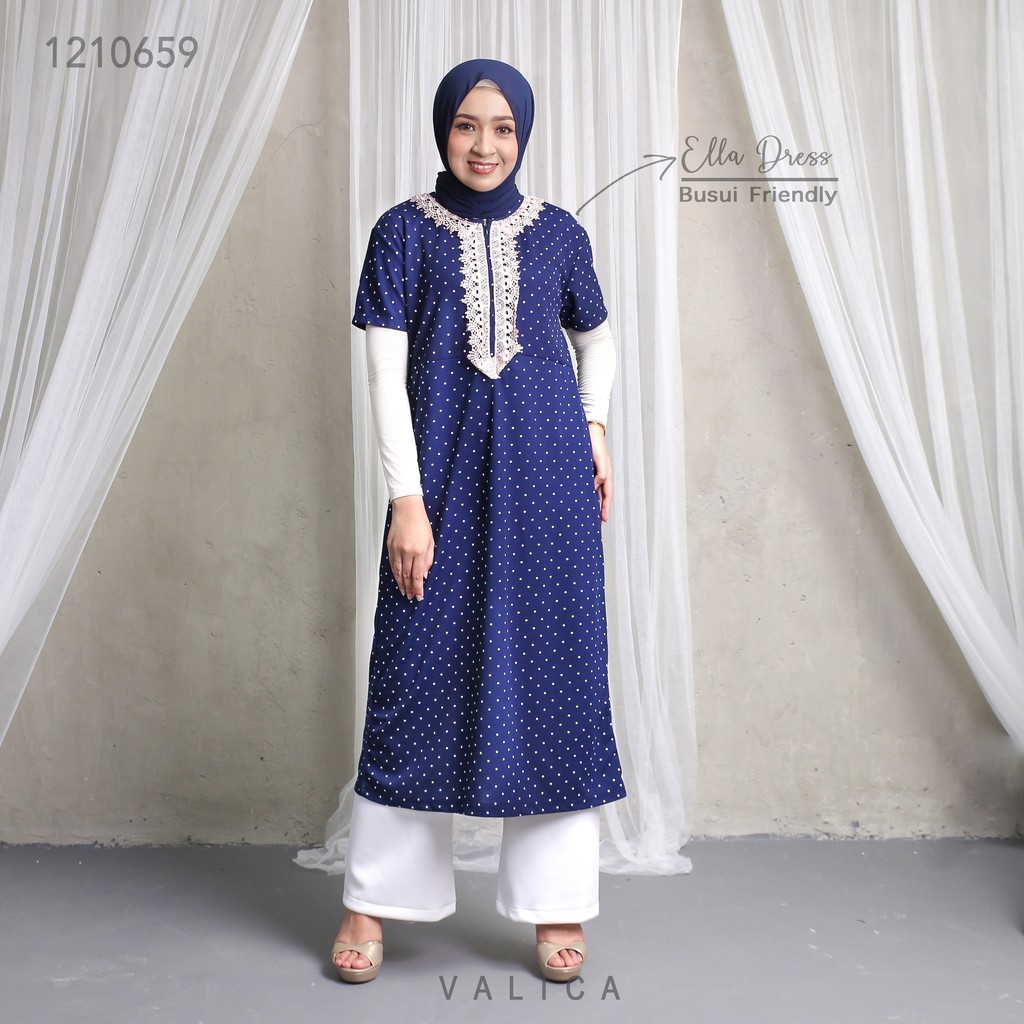 Tunik Ella renda arab busui bahan voxy premium merk valica