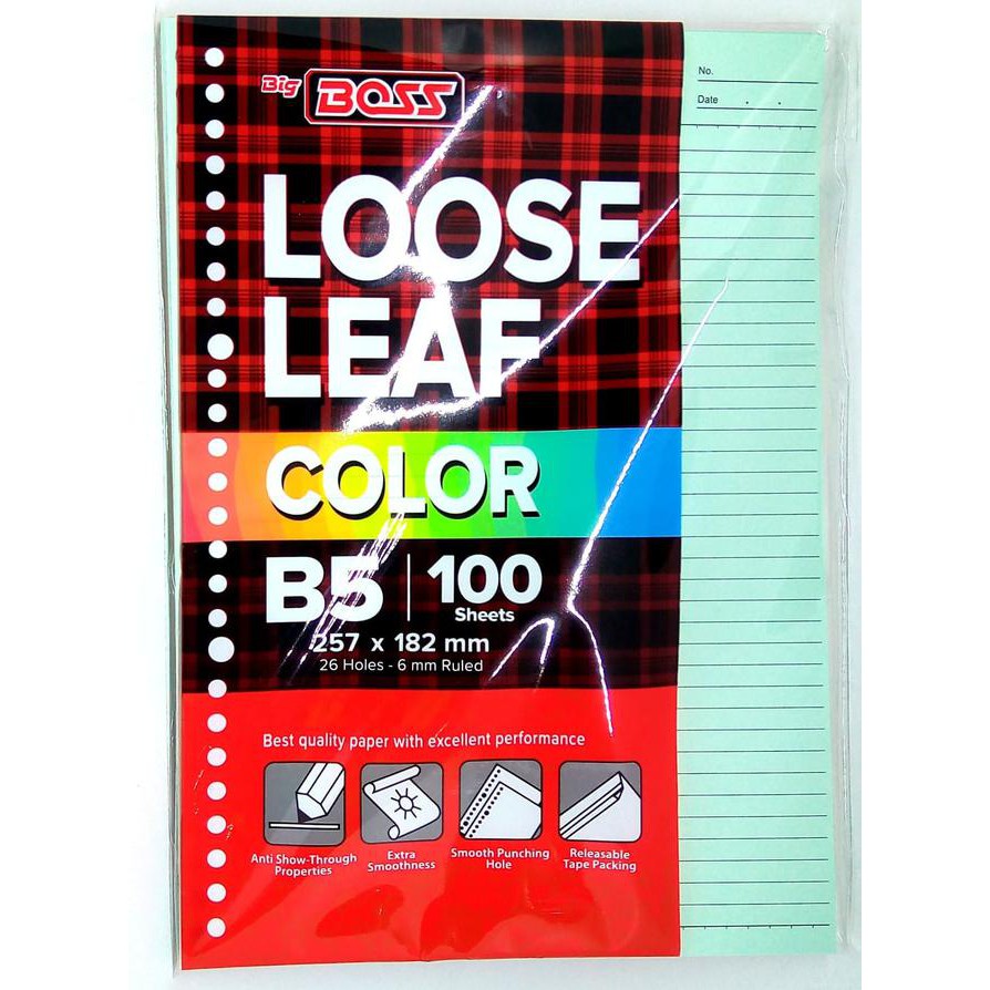 

Loose Leaf Warna Rainbow Big Boss B5 - 100 Lembar Kode El0847 Za