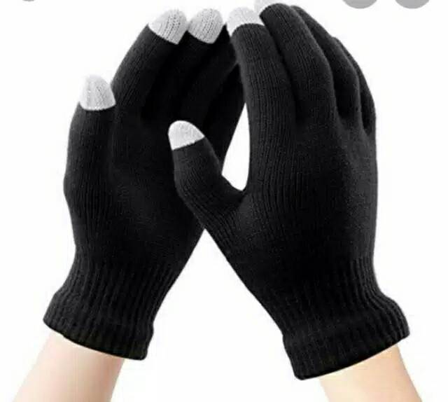 Sarung Tangan Motor TouchScreen Rajut Smart Phone Warna Polos Unisex Pria Wanita Hand Gloves Igloves