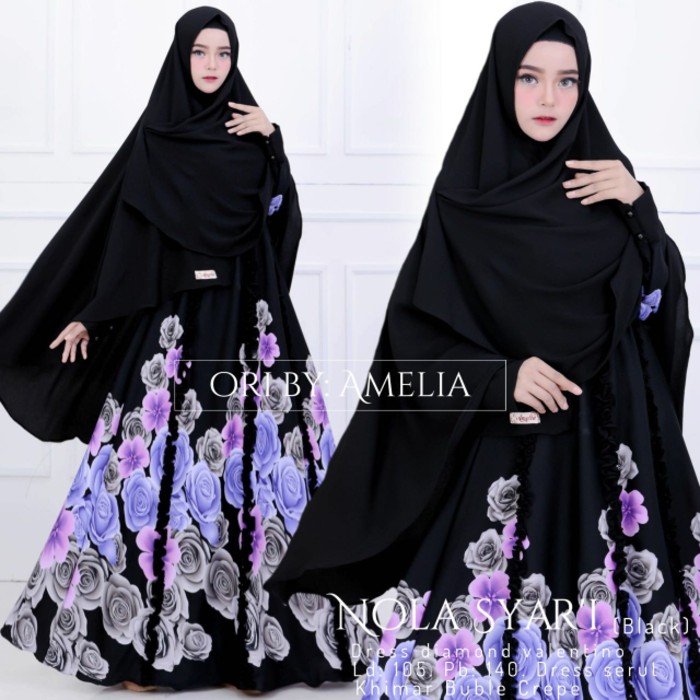 Original  Gamis Jumbo Nola Syari Original Amelia Set Khimar