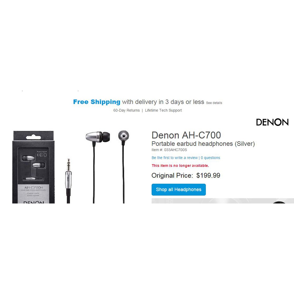 Original Denon AH-C700 2 Juta Sound Quality Earphone Headset(No Box)