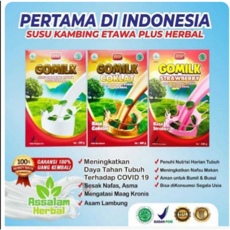 

gomilk susu kambing etawa plus herbal 100% ORI mengatasi asma, tbc, pneumonia, bronkitis