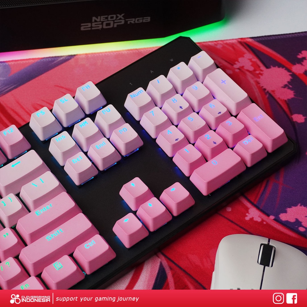 Keycaps CLV Pink Lady - PBT Double Shot 104 Keycap Set Custom