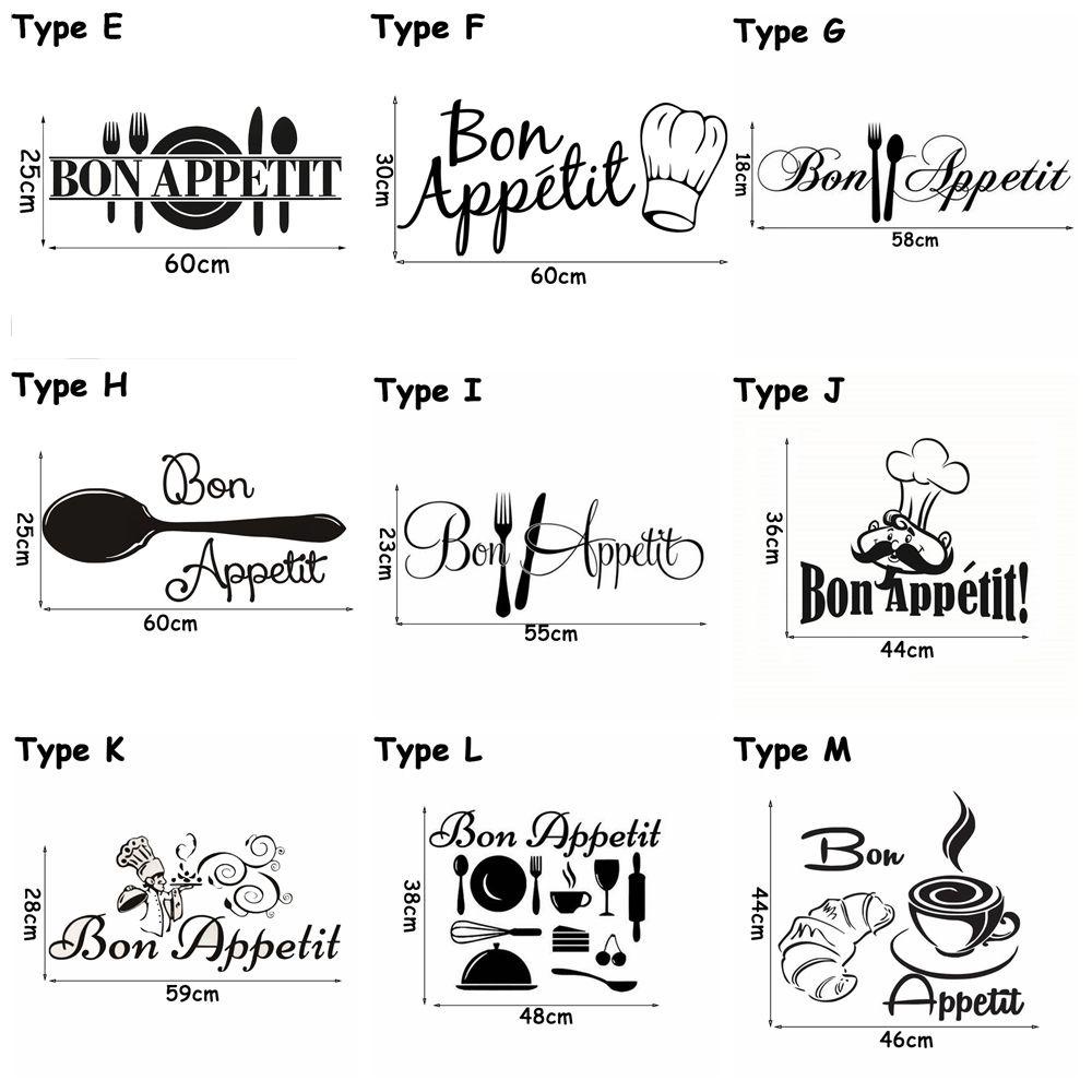 Populer 1PC Bon Appetit Removable Poster Perekat Diri Dekorasi Rumah Huruf Decals