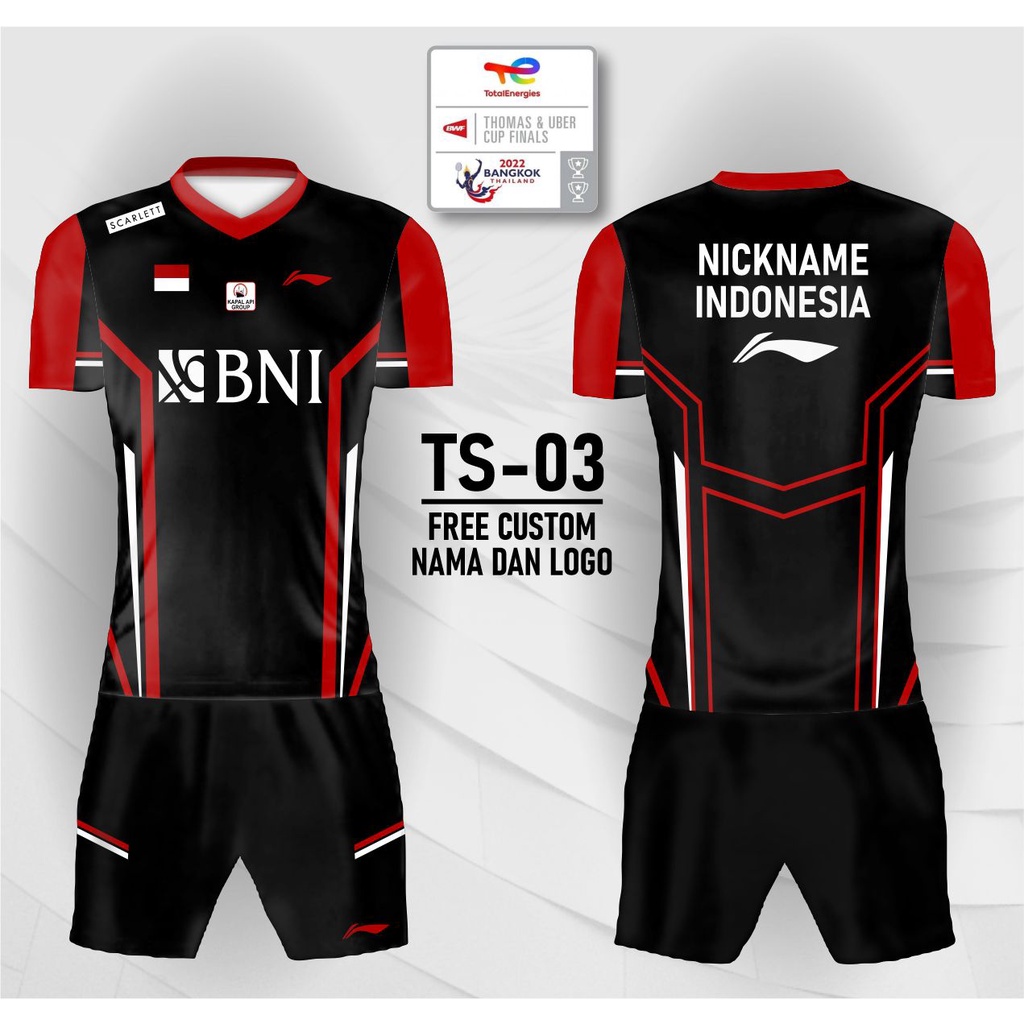 Setelan Kaos Jersey Badminton Piala Thomas dan Uber Thailand 2022 Lining baju Bulutangkis TS 01