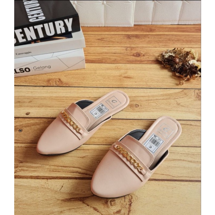 ABBUSHOES UR 01 sendal bapau flat rantai belanova sol karet  2cm