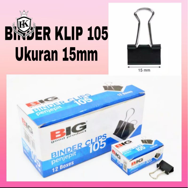 

(12 pcs) Penjepit Kertas/Binder Klip/Binder Clip No.105 BIG isi 12 pcs (Ek_Official_Store)