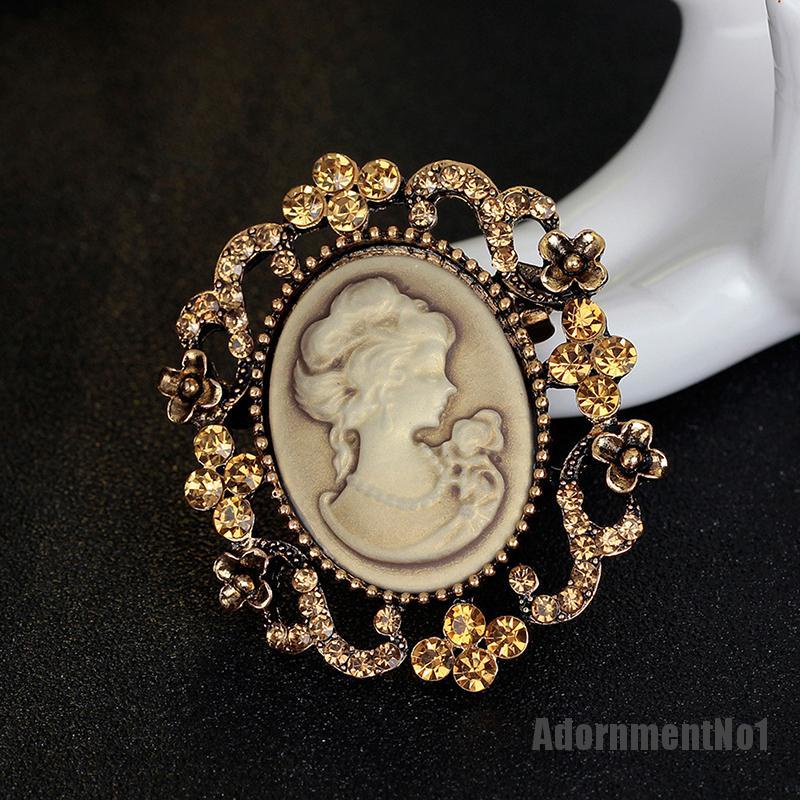 (Adornmentno1) 1pc Bros / Pin Gaya Victoria Motif Cameo Aksen Kristal Untuk Aksesoris Wanita / Pesta Pernikahan