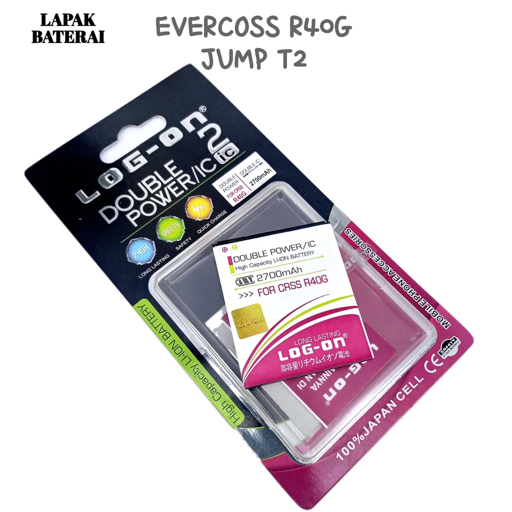 LOG  - ON Evercoss R40G Jump T2 Baterai Double IC Protection Battery Batre