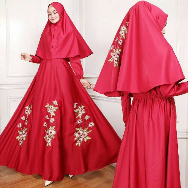 Maxi aluna syari gamis hijab muslim balotely bordir kerudung