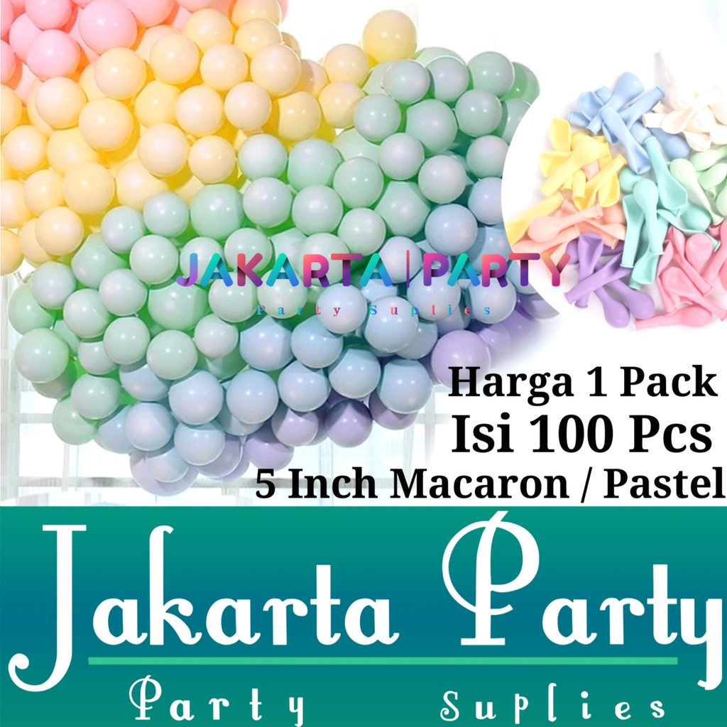 Balon Latex Macaron 5inch 1 Pack Isi 100 Pcs / Balon Pastel Per Pack