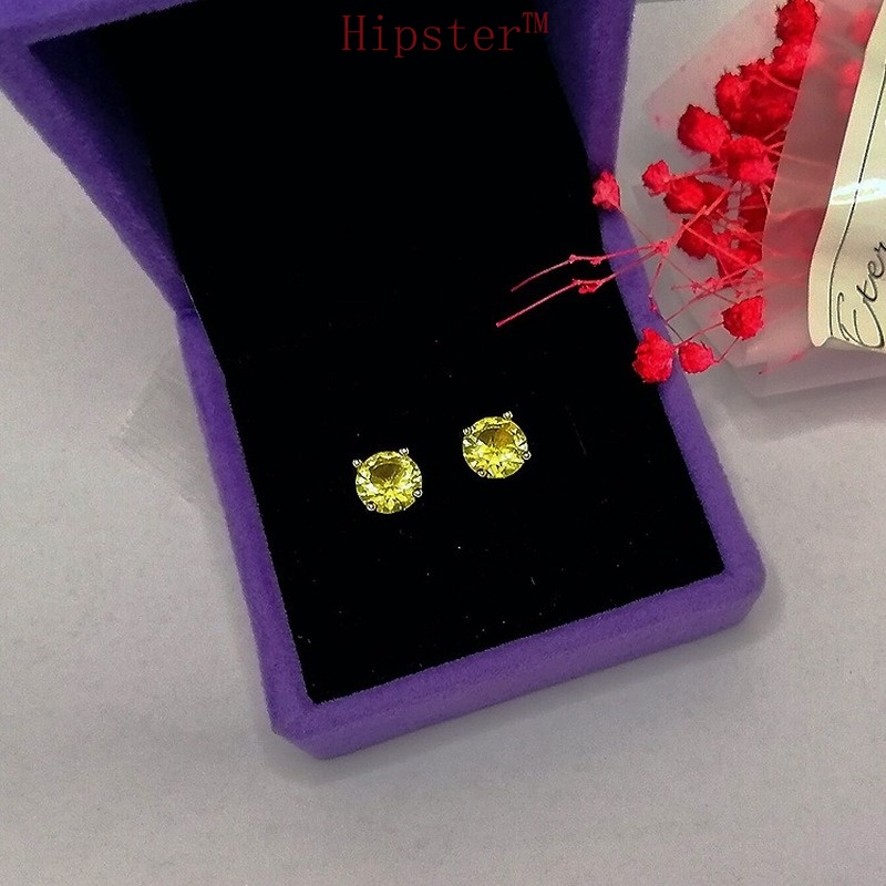 New Retro Simple, Temperamental and Personalized Natural Citrine Stud Earrings