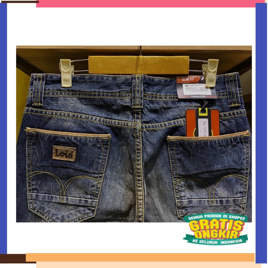 HItam grey coklat abu polos navy dongker black indigo stone / Celana Panjang Lois Original Sobek New