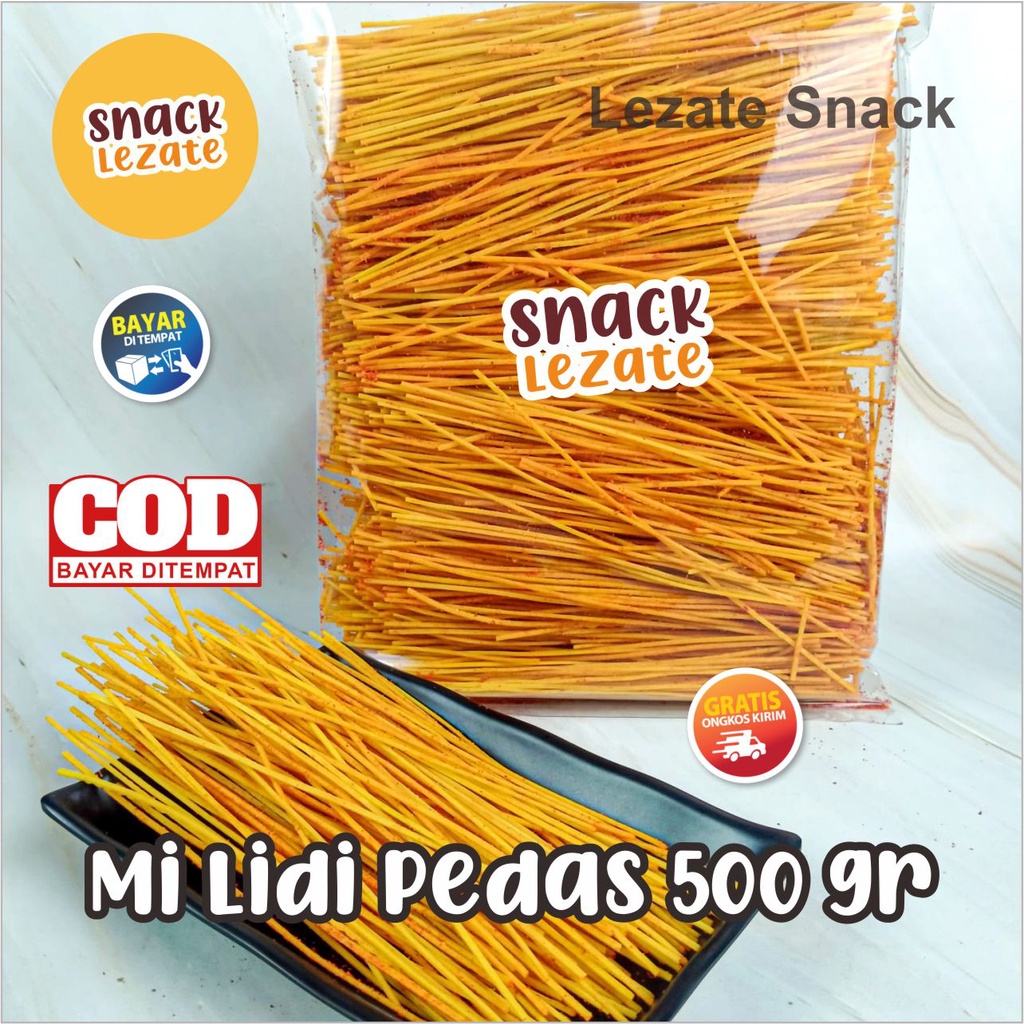 

Mi Lidi Pedas 500gr Murah Enak Gurih / Mie Lidi Pedas Asin Kiloan / Mie Lidi Pedas Gurih / Lezate Snack