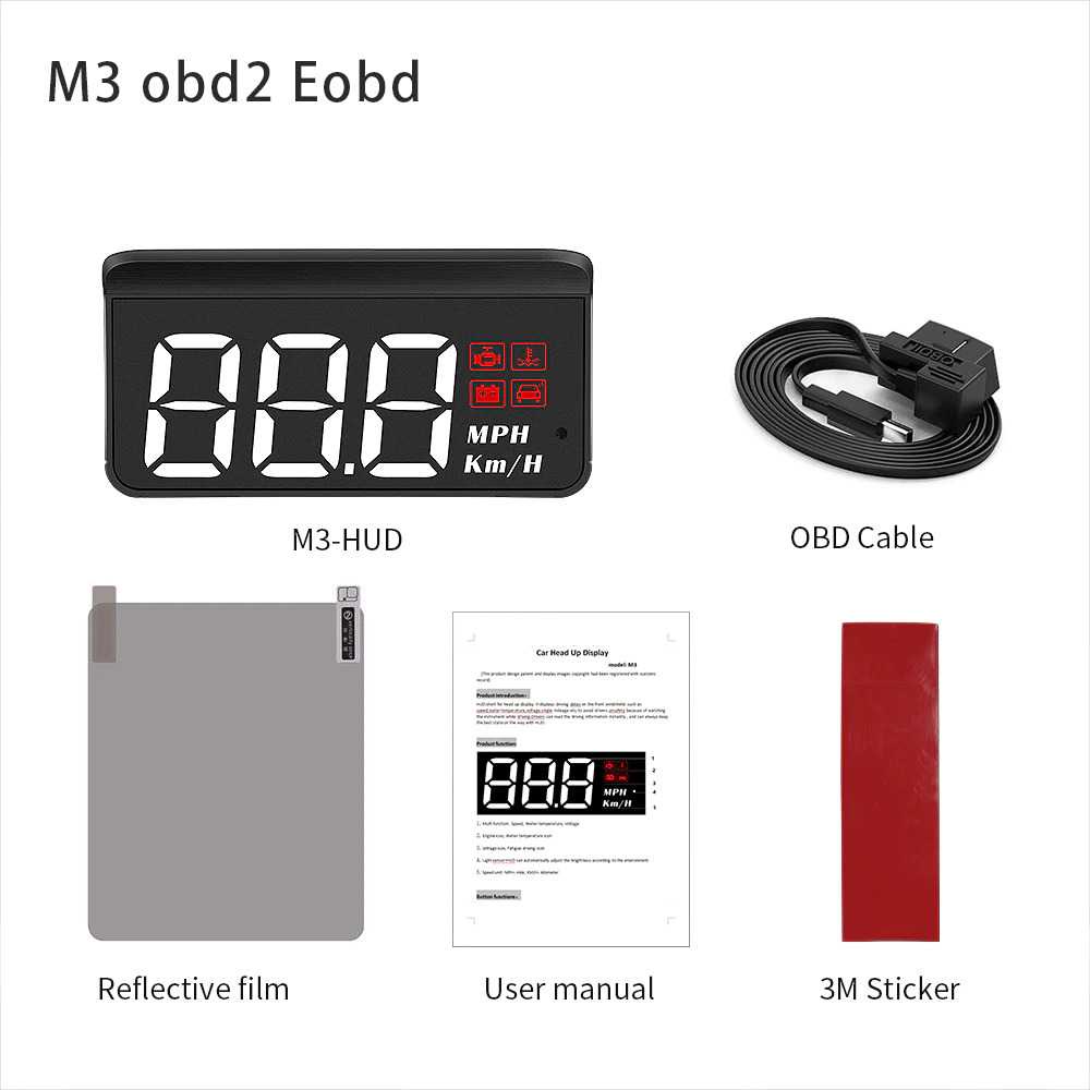 Display HUD Proyeksi 3D Layar LCD Mobil OBD2 Speedometer Head-Up Digital Projector M3 WYING - 7RGP02BK