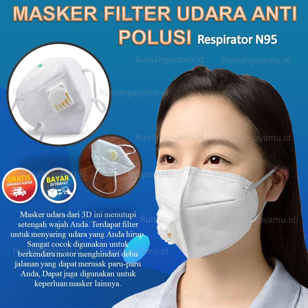 GS8 Masker Filter 3D Udara Anti Polusi Respirator N95 - 9001V - White