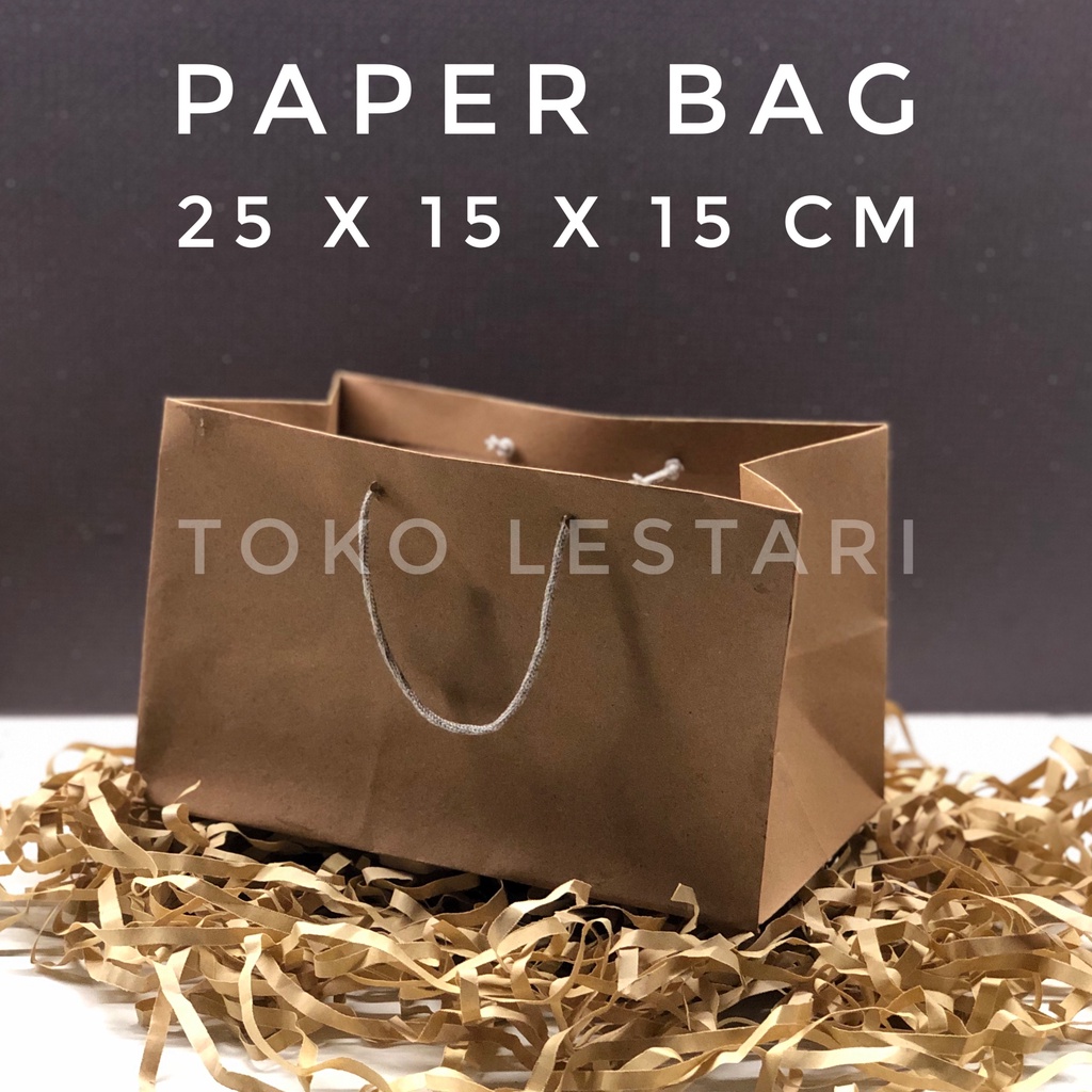 Paper bag polos / Tas kertas belanja / shoping / Kantong Souvenir dan Kue 25x15x15 cm