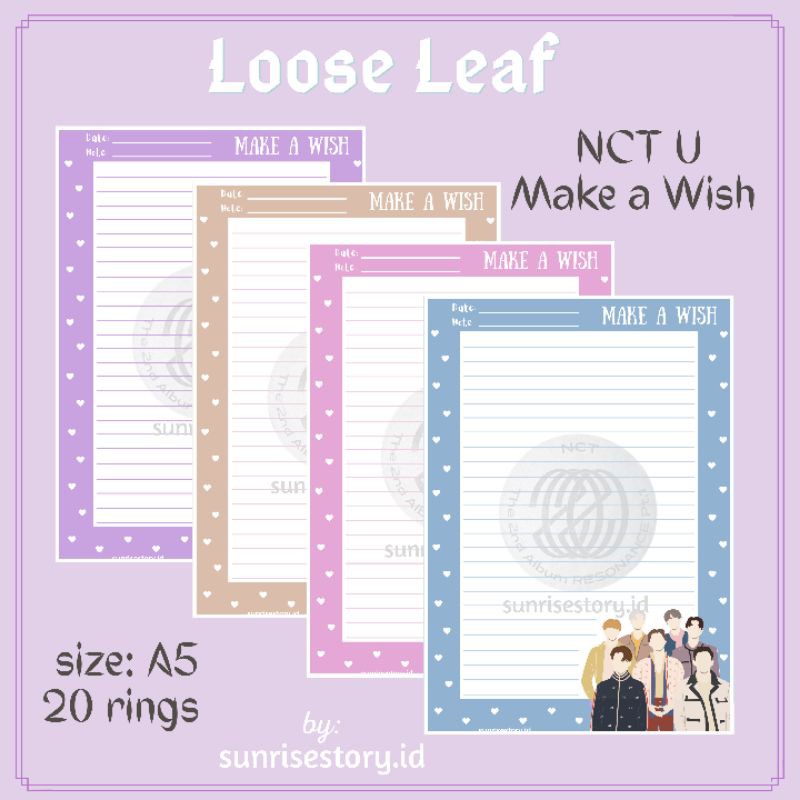 

Sunrisestory - Loose Leaf Kertas Binder NCT U 2020 Resonance